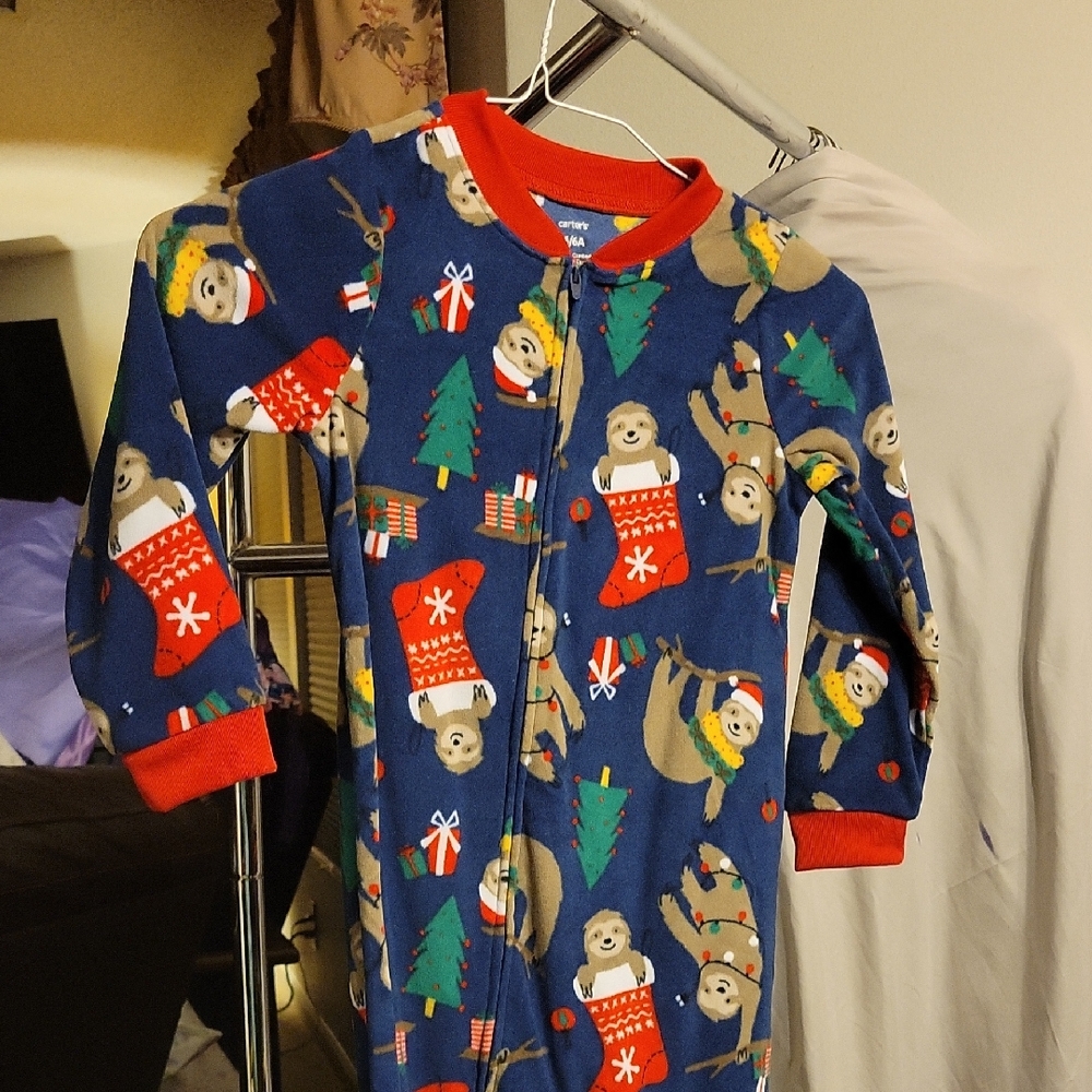 Blue Holiday Bear Pajama Onesie